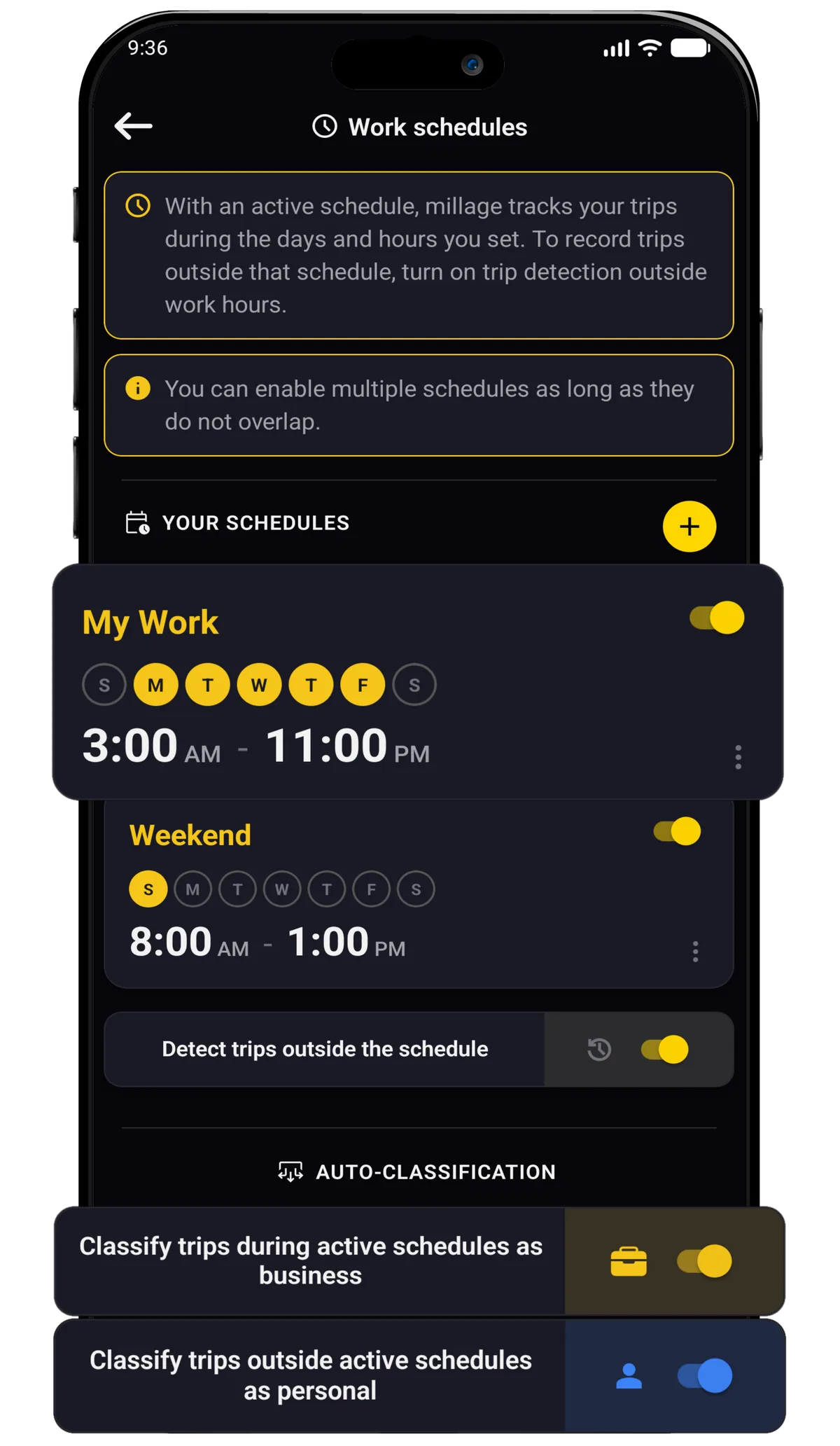 Millage work schedule screen